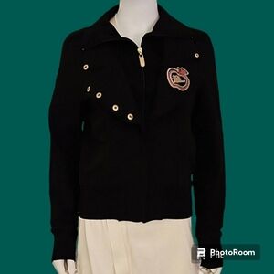 VTG APPLE BOTTOMS Black Moto Style Sequin Logo Zipper Jacket